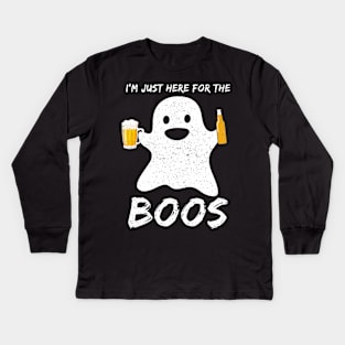 I'm just here for the boos Funny Beer Lover Halloween Kids Long Sleeve T-Shirt